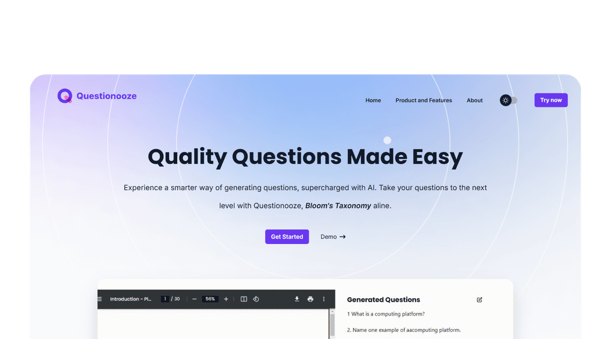 Questionooze - AI-powered educational question generator